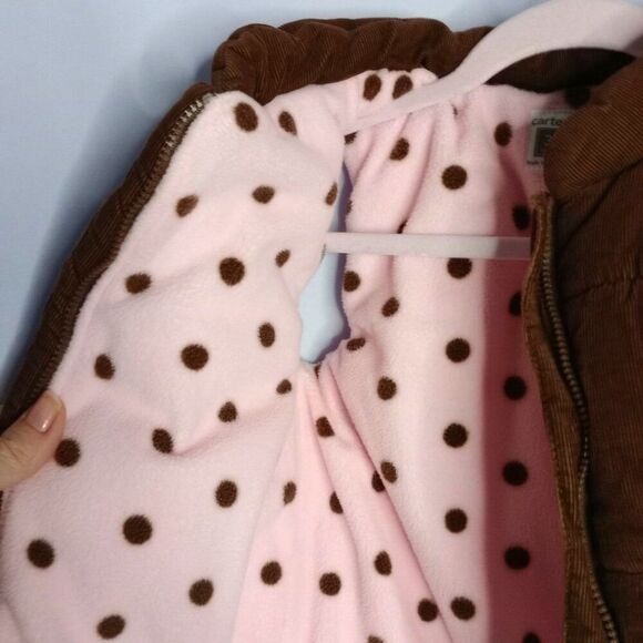 Carter's Puffer Vest Cotton Corduroy Fleece Lined Slvelss Coat Jacket Toddler 3T - Picture 3 of 5